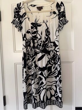 Trulli Floral Sheath Midi-Dress, Black & Ivory